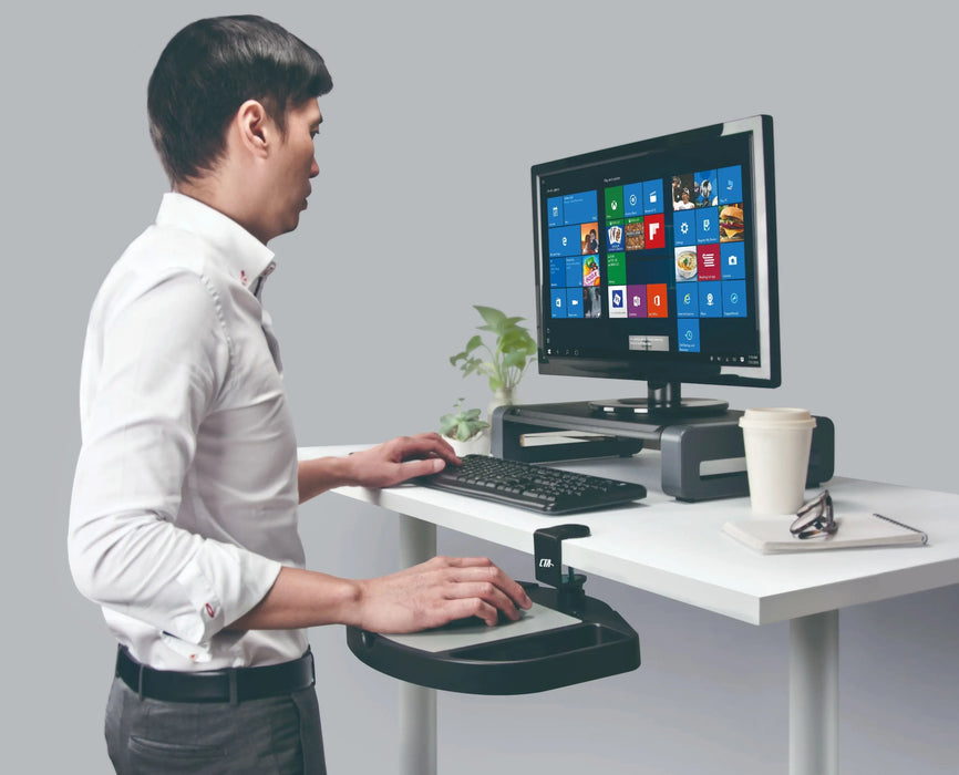 Desk Add-on Bundle with Keyboard Tray, Desk Organizer, and Cable Routing Column CTA DIGITAL