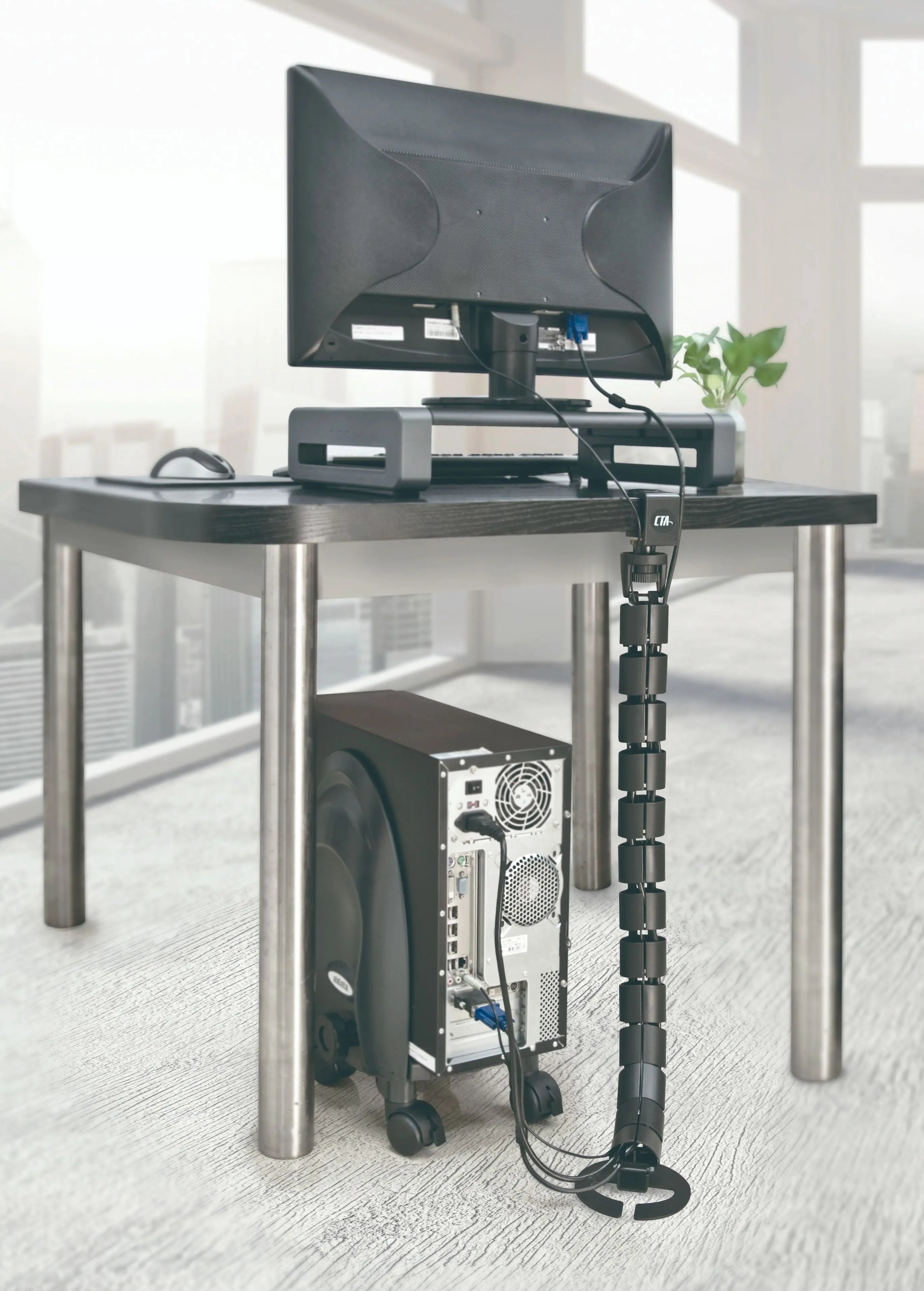 Desk Add-on Bundle with Keyboard Tray, Desk Organizer, and Cable Routing Column