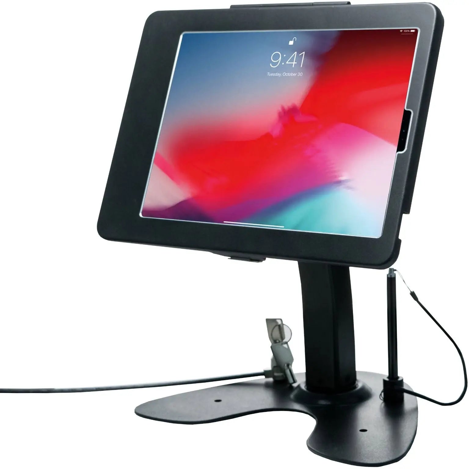 Dual Security Kiosk Stand with Locking Case and Cable