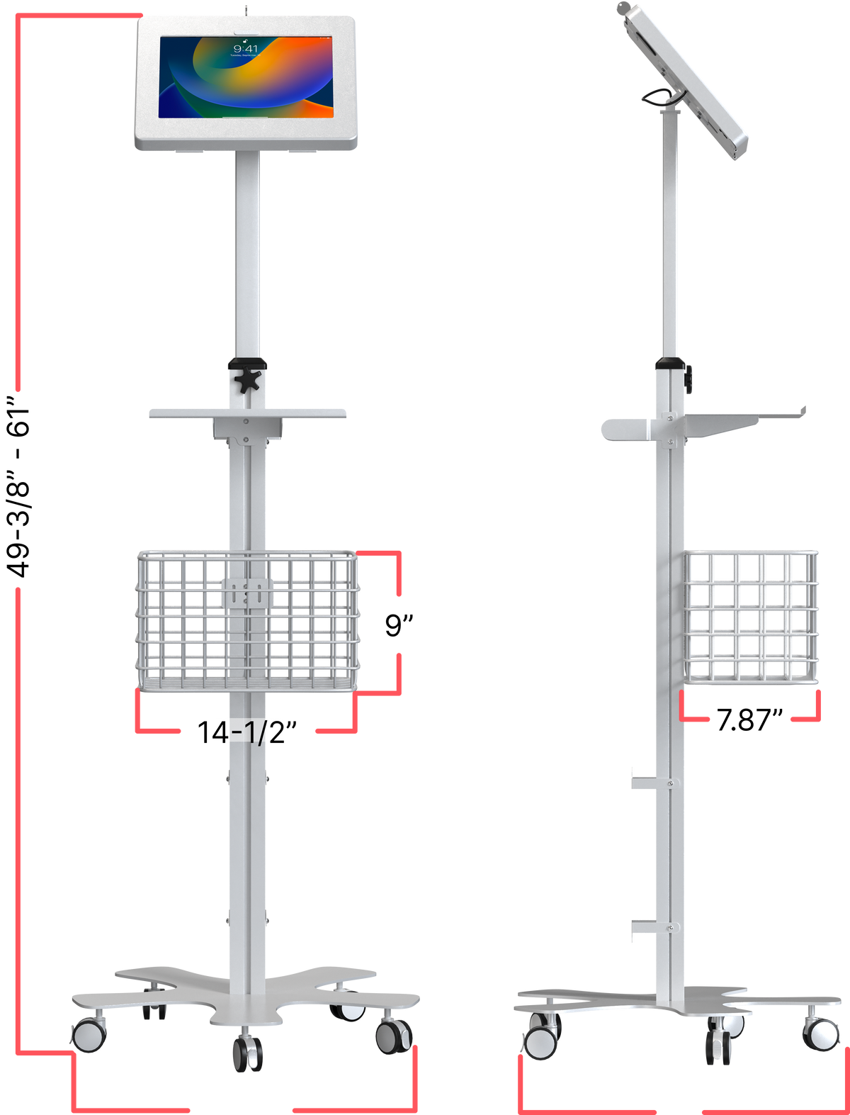 Medical Mobile Floor Stand with Small Enclosure