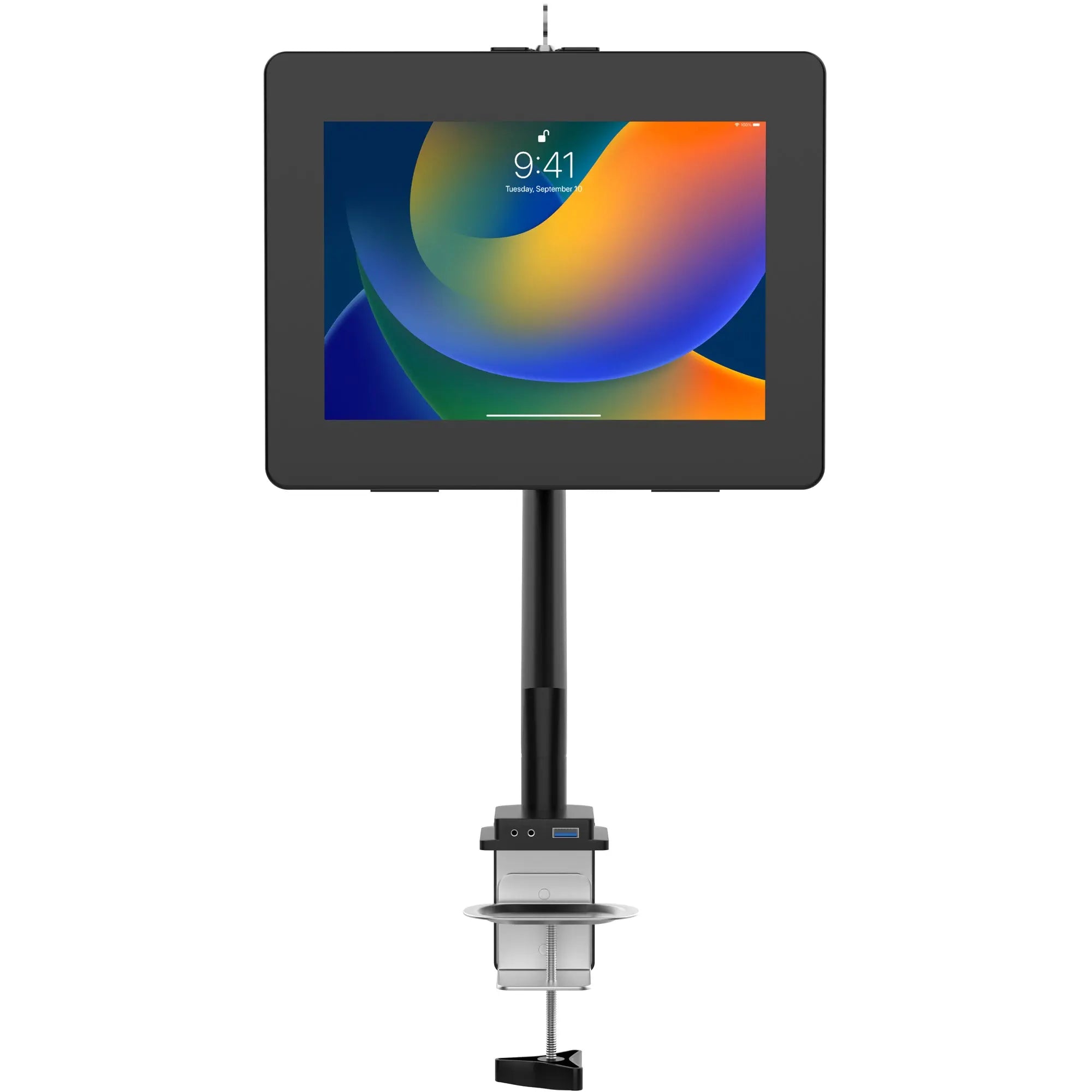 Locking Tablet Mount and USB Hub w/ Full Cable Management & Enclosure