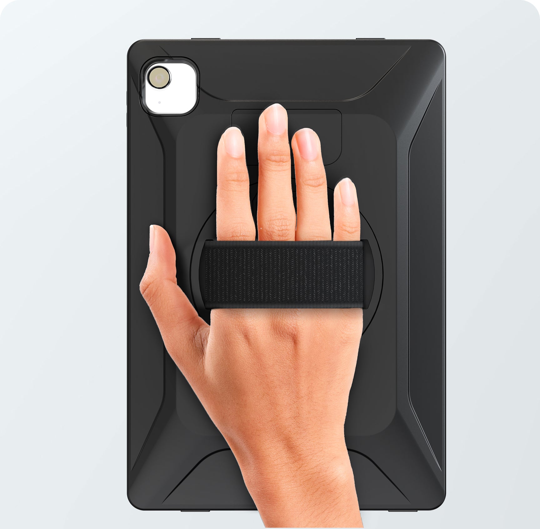 Built-In  Rotating Flexible Handstrap 