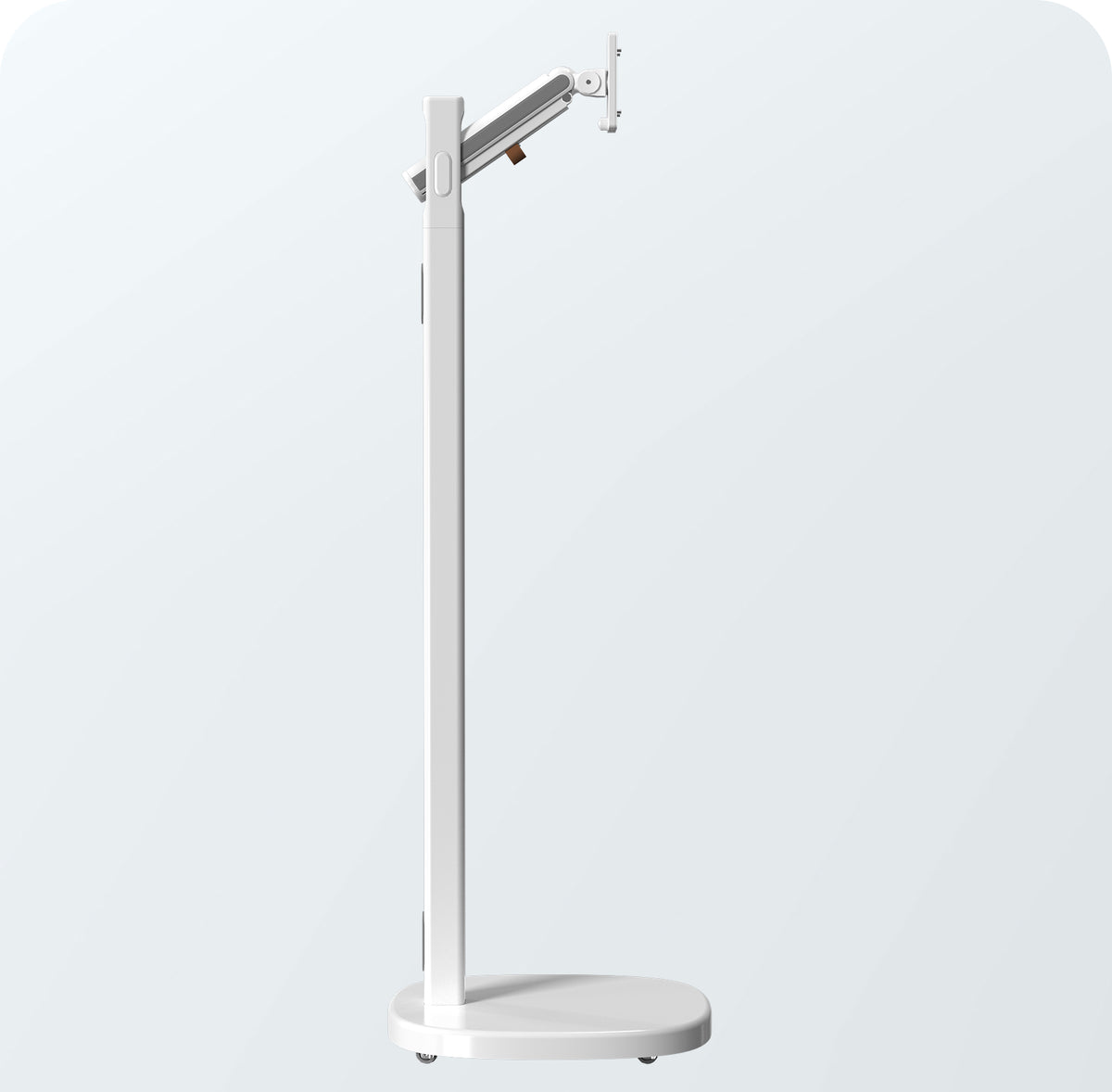 Spring Adjustable Floor Stand with Universal Security Enclosure for Large Tablets
