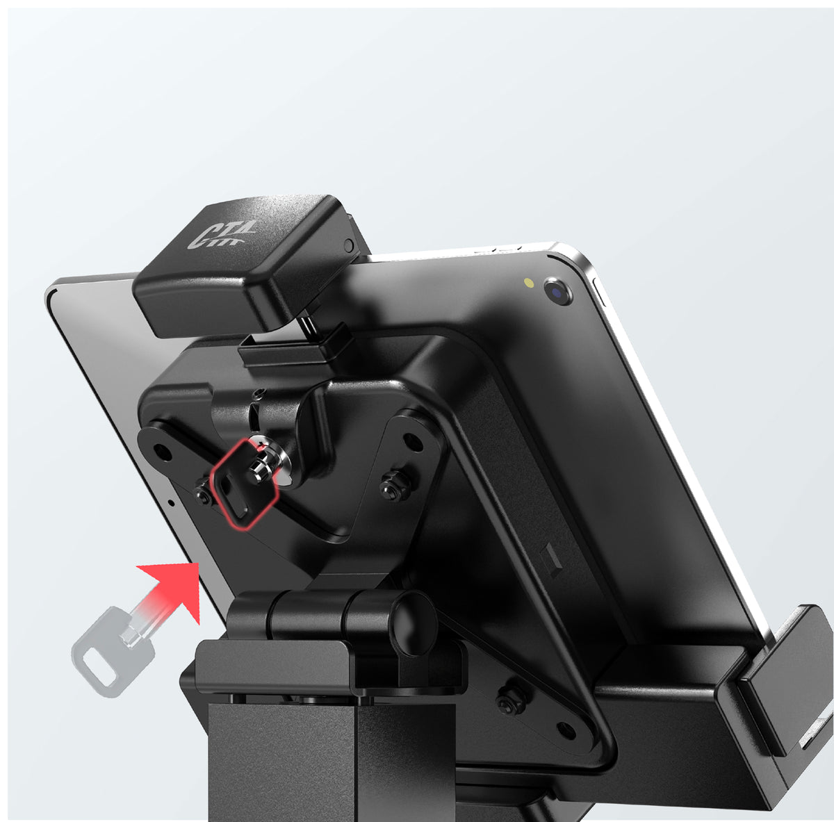 Rotating Sleek Desk Mount with Premium Universal Tablet Security Holder
