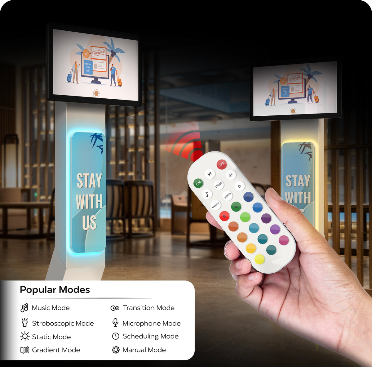 VESA Floor Stand Kiosk with LED Lights