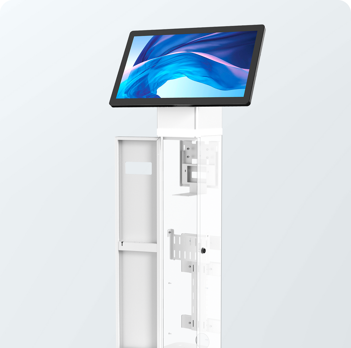 35" Interactive Kiosk Floor Stand with LED Light and Printer Compartment