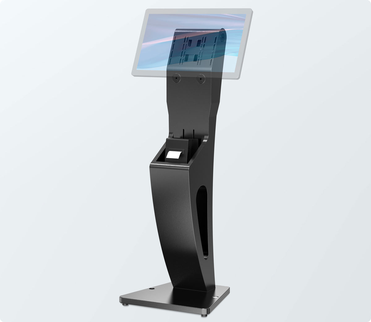 Sleek Floor Stand with Printer Slot for Touchscreen Monitors and Other Displays
