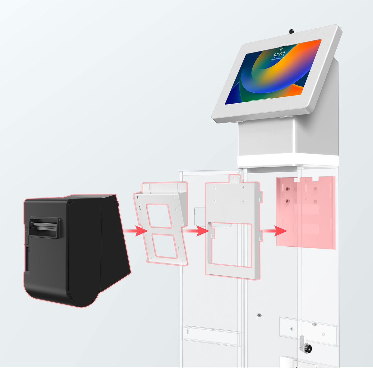 Interactive LED Kiosk Floor Stand with Printer Compartment