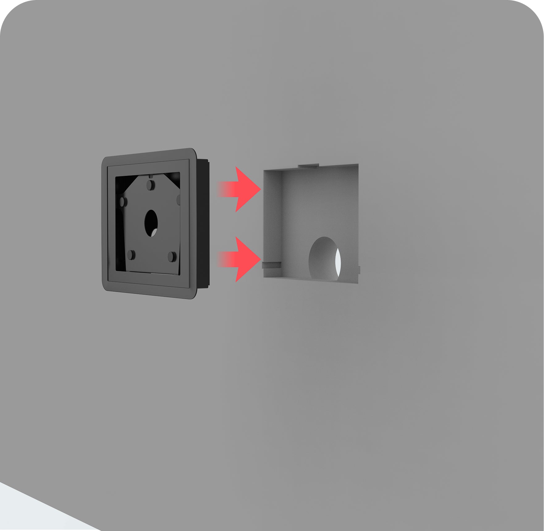 Mounts Recessed
Into Wall