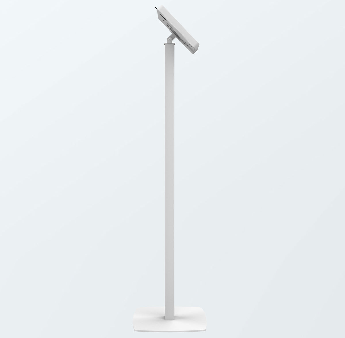 Premium Thin Profile Floor Stand with Small Universal Security Enclosure (White)