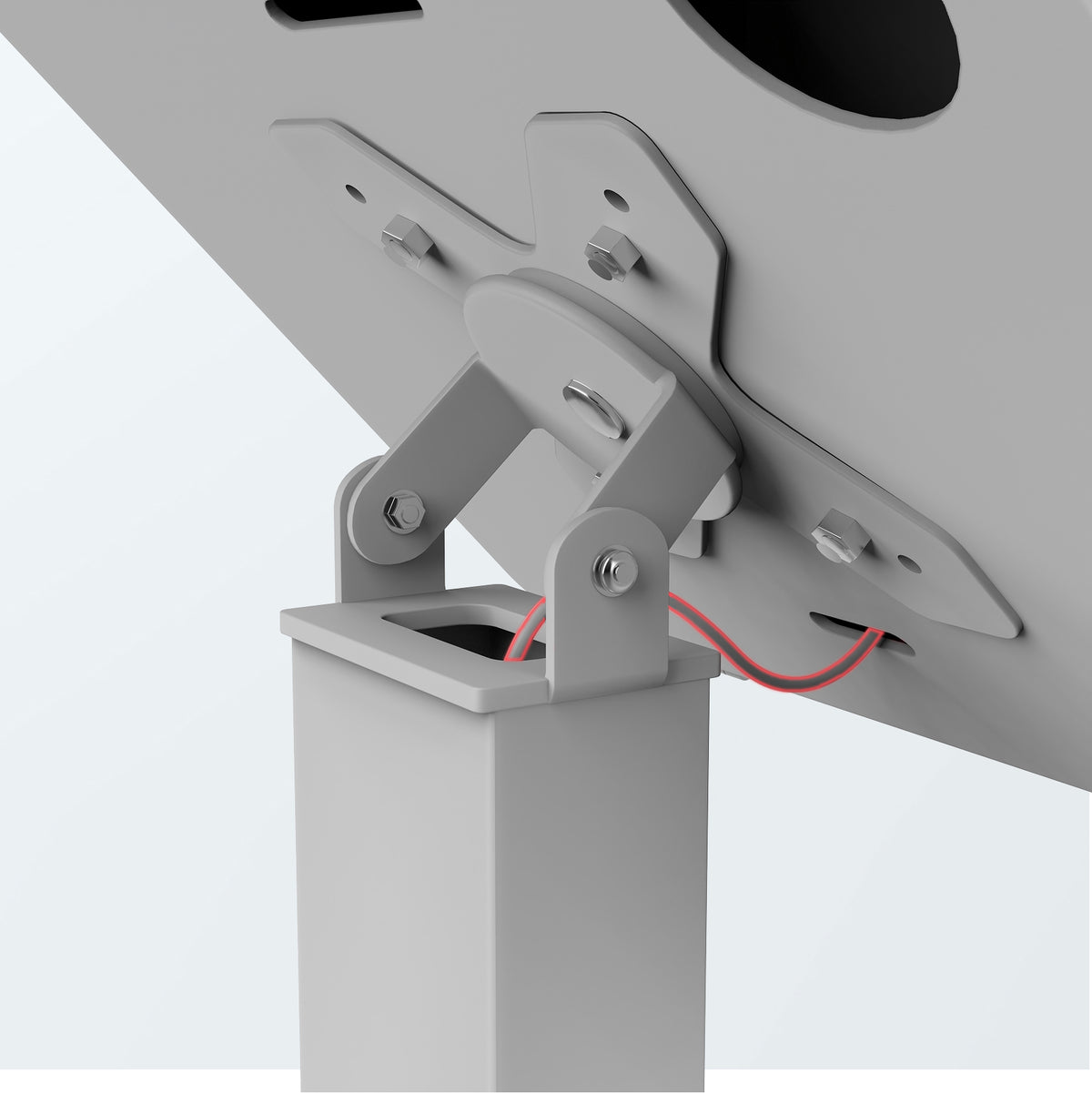 Premium Thin Profile Floor Stand with Small Universal Security Enclosure (White)