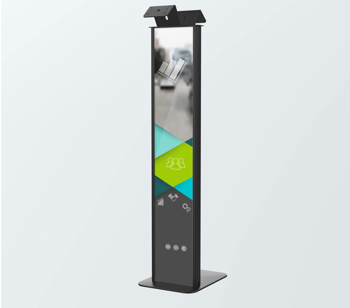 Premium Floor Stand Kiosk w/ Graphic Slots and Dual VESA Plates