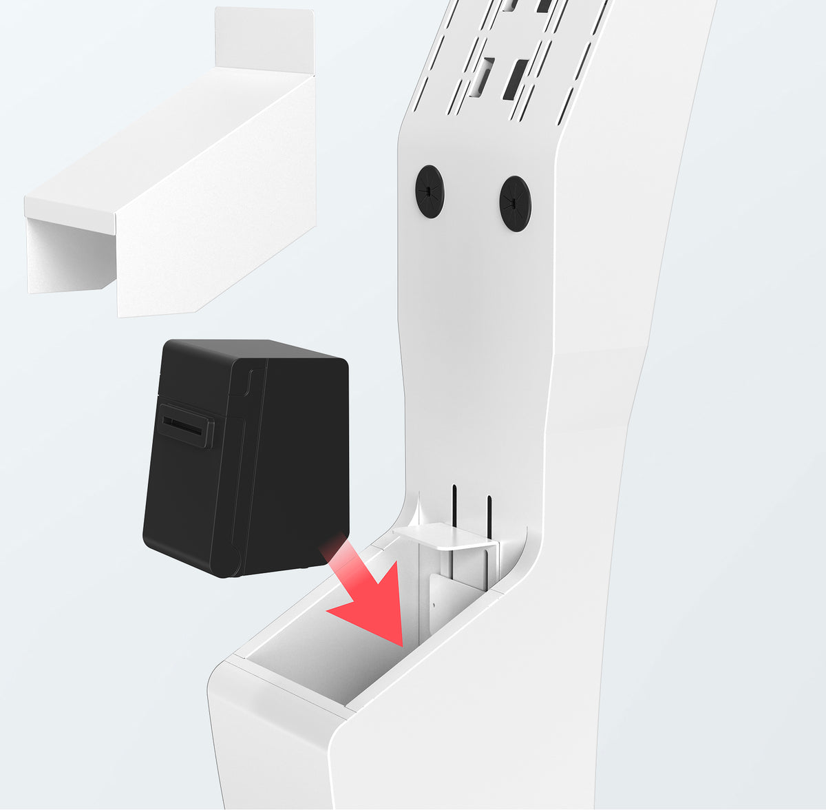Sleek Floor Stand with Printer Slot for Touchscreen Monitors and Other Displays
