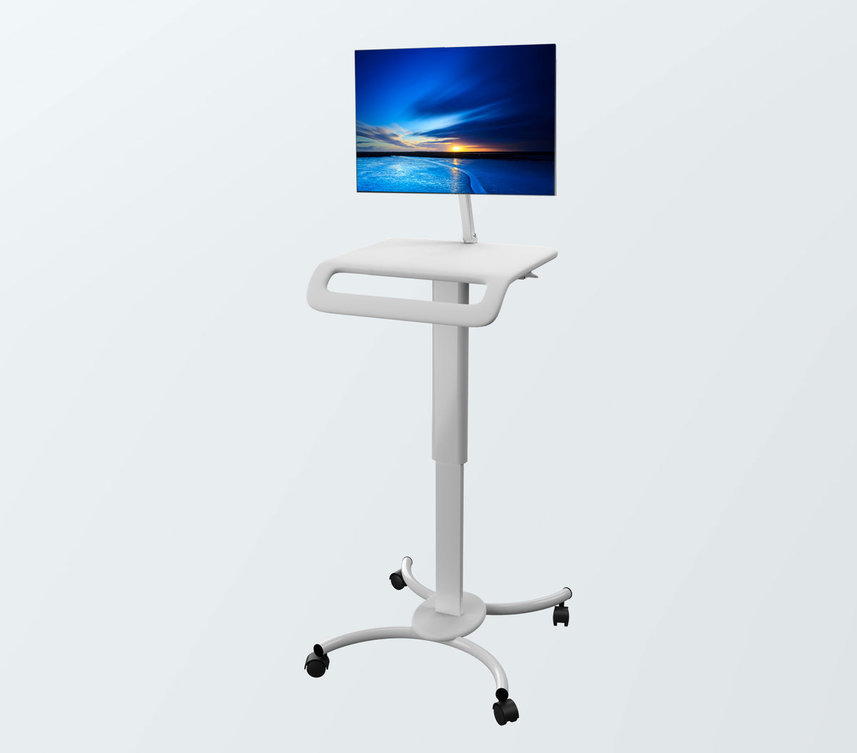 Height-Adjustable Rolling Medical Workstation Cart with VESA Plate
