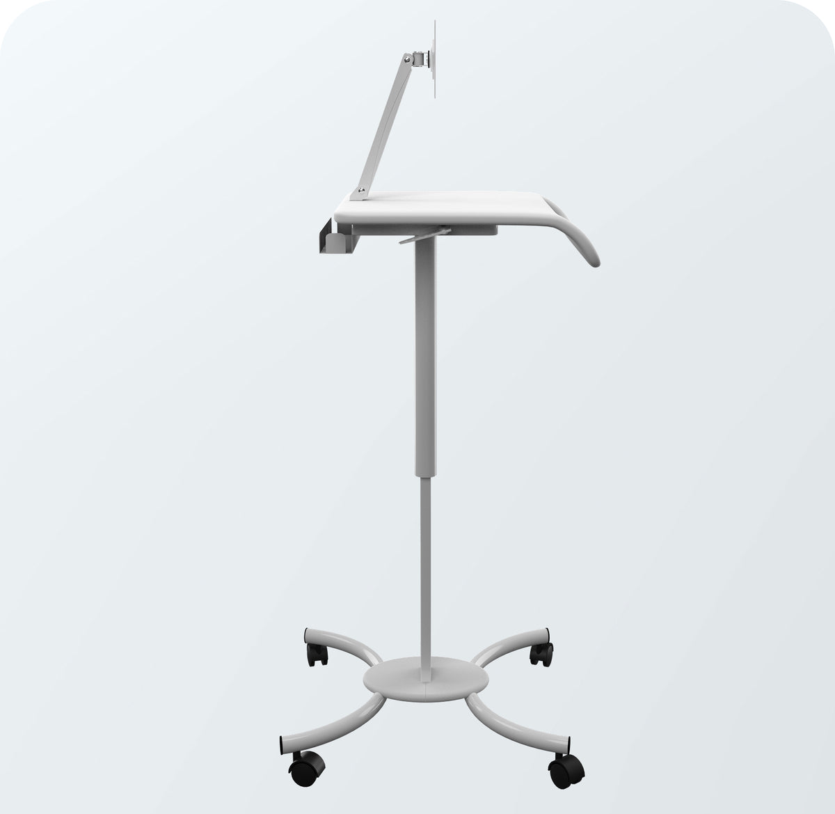 Height-Adjustable Rolling Medical Workstation Cart with VESA Plate