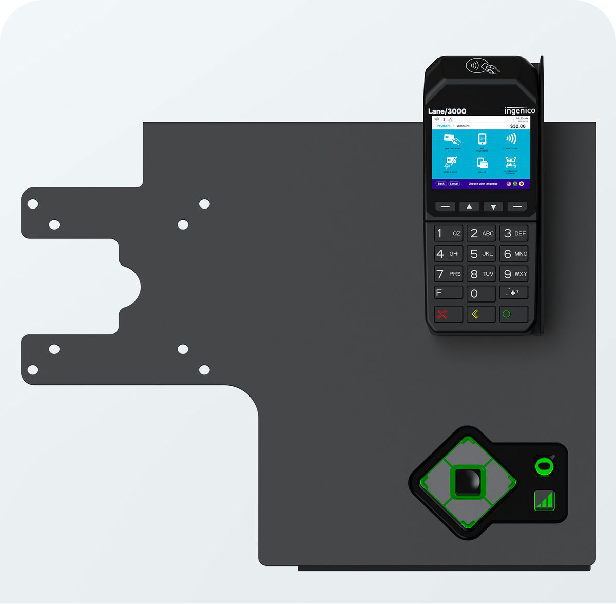 Add-On VESA-Compatible Mounting Bracket for Ingenico Universal Payment Mount Devices and Storm ADA Device
