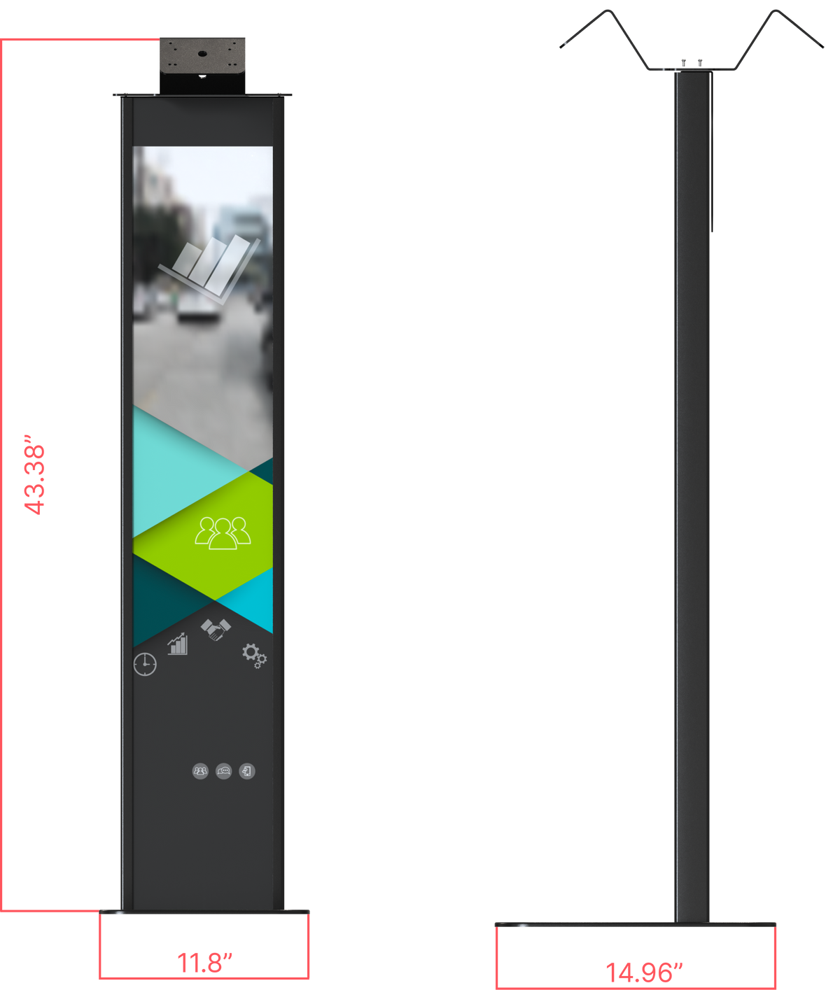 Premium Floor Stand Kiosk w/ Graphic Slots and Dual VESA Plates