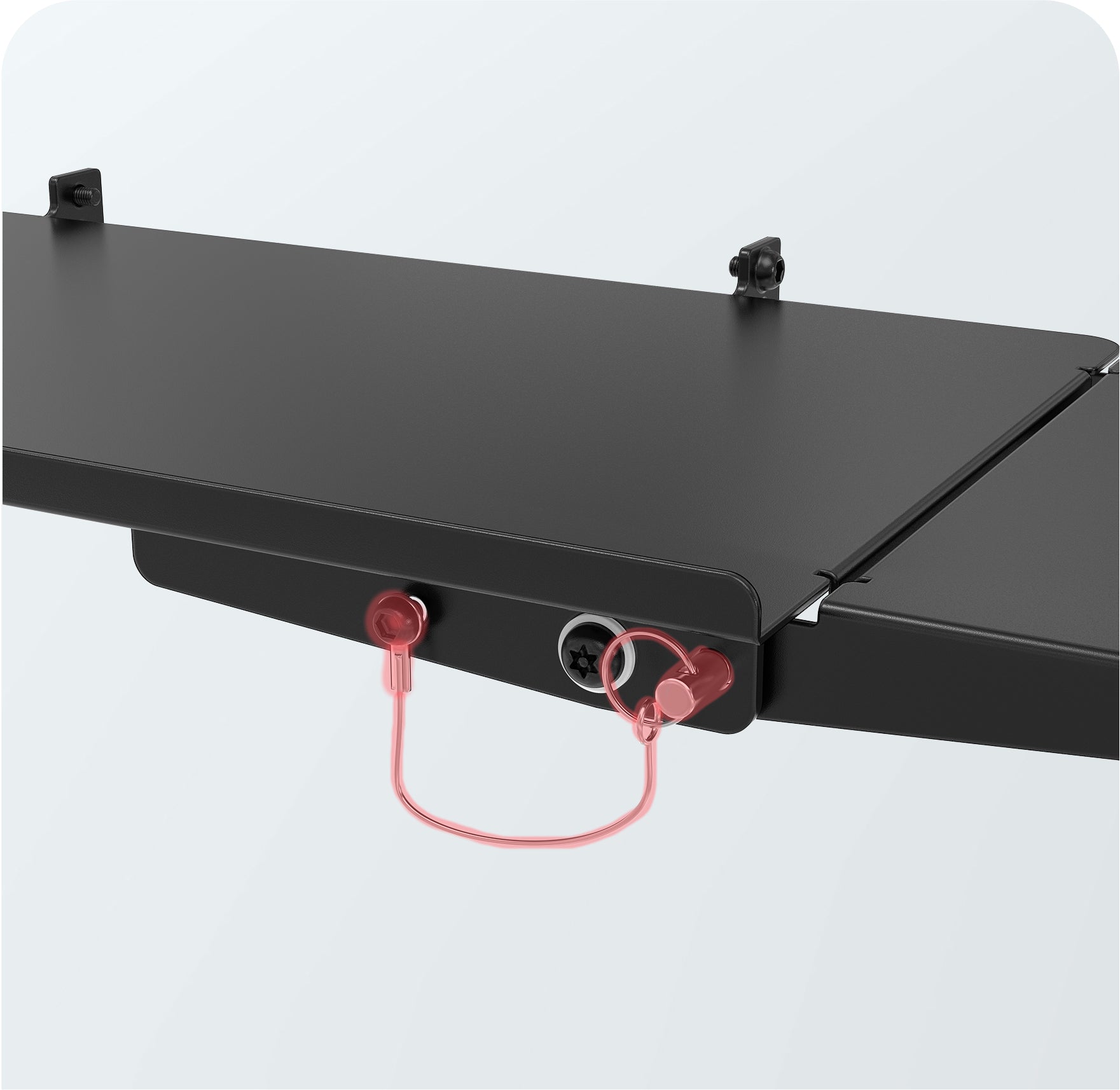 Built-in Pin Component to Stow Tray