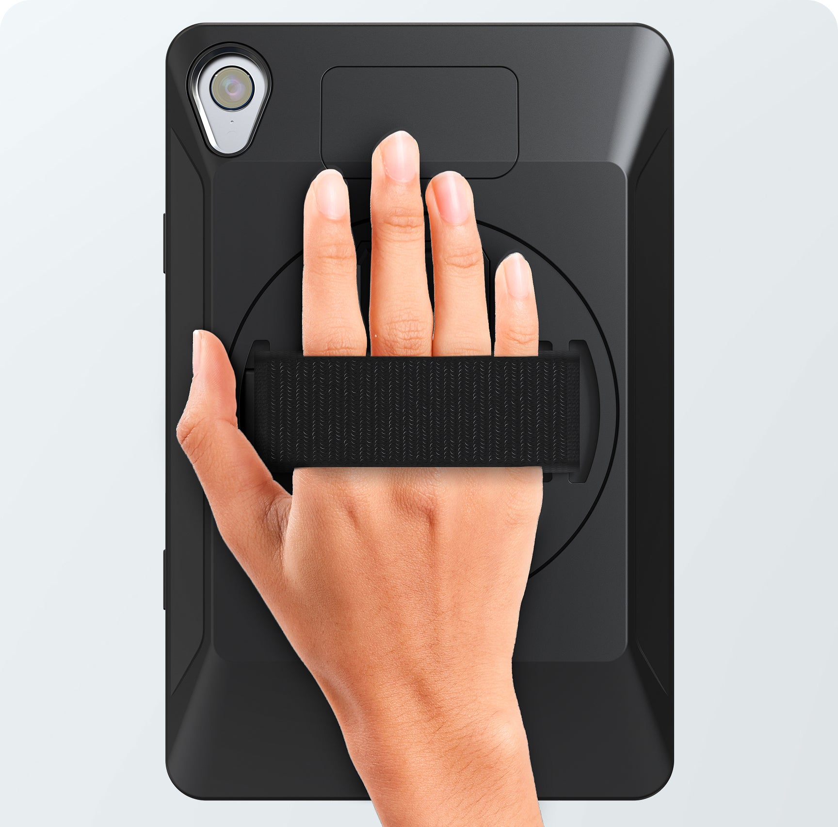 Built-In Rotating Flexible Hand Strap 