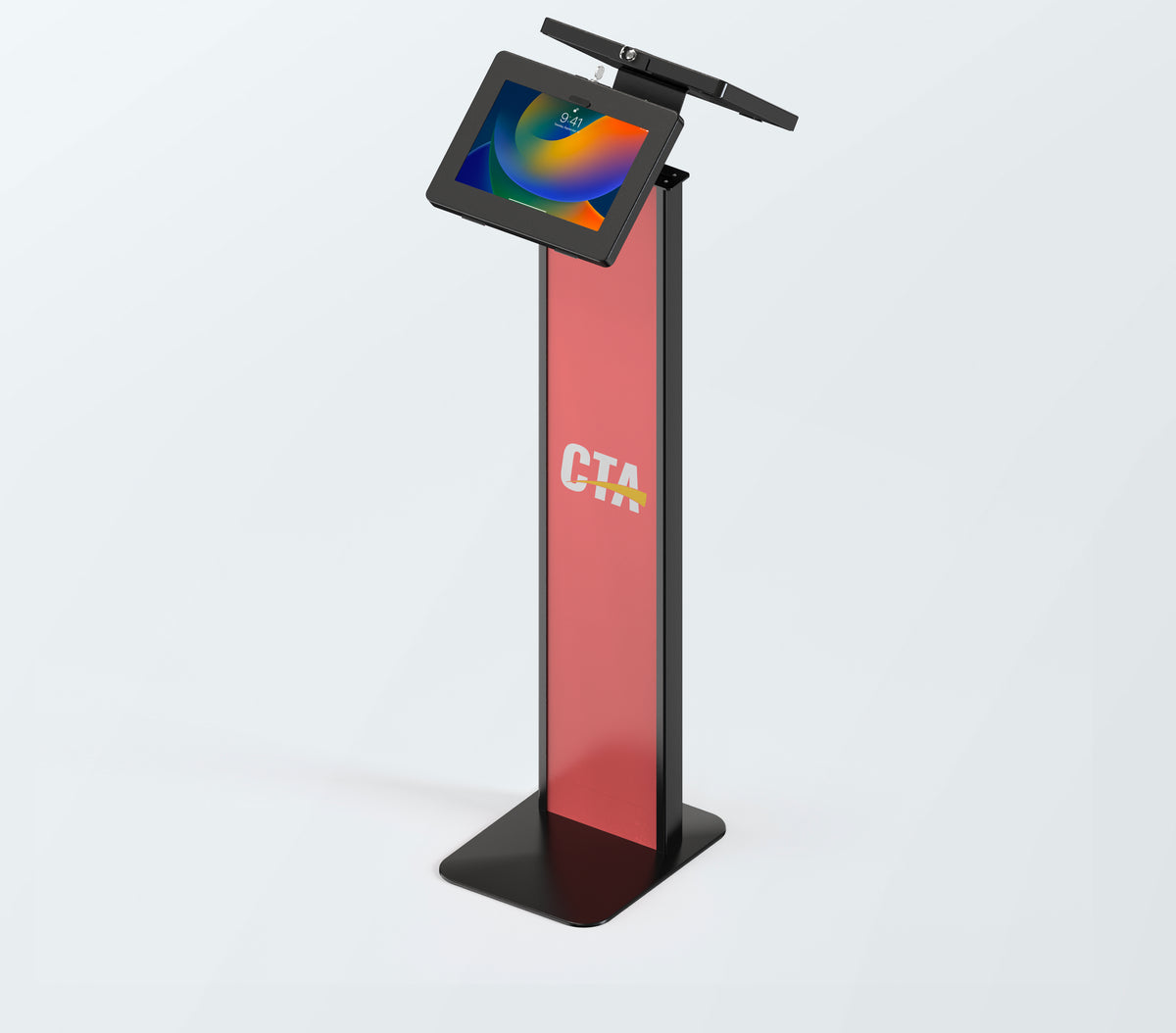 Customizable Dual Enclosure Locking Floor Stand Kiosk w/ Graphic Card Slot for Branding