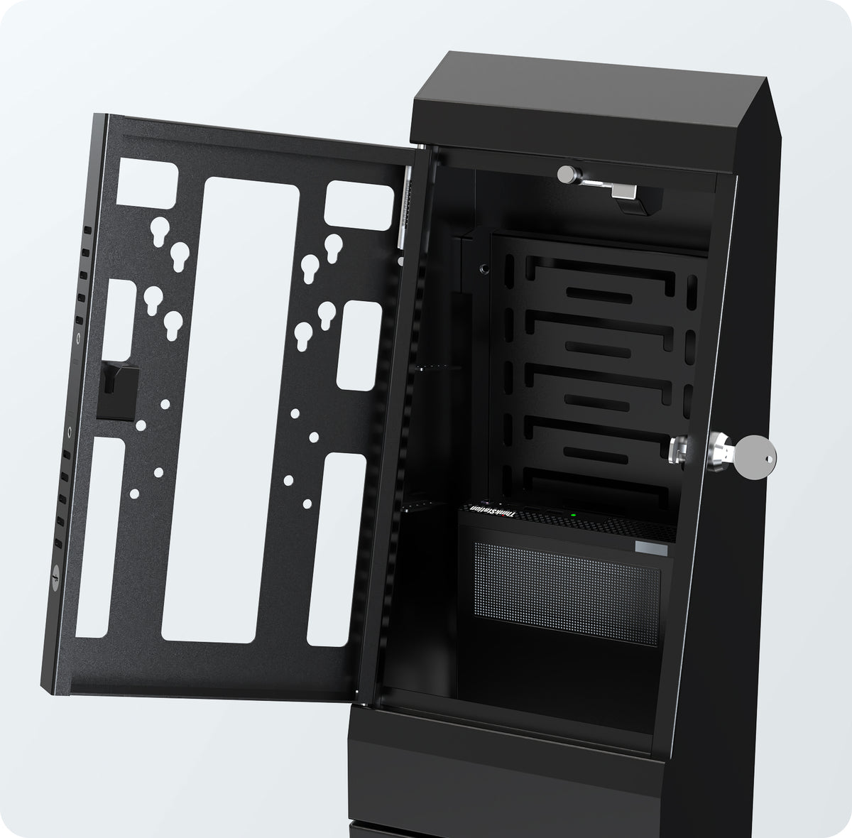 Pro Self-Service Desk Stand with Printer Bay and Device Storage