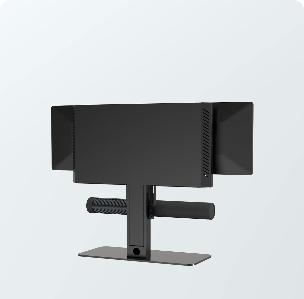 Desktop Display Mount with Speaker, Camera, and Equipment Attachment Points