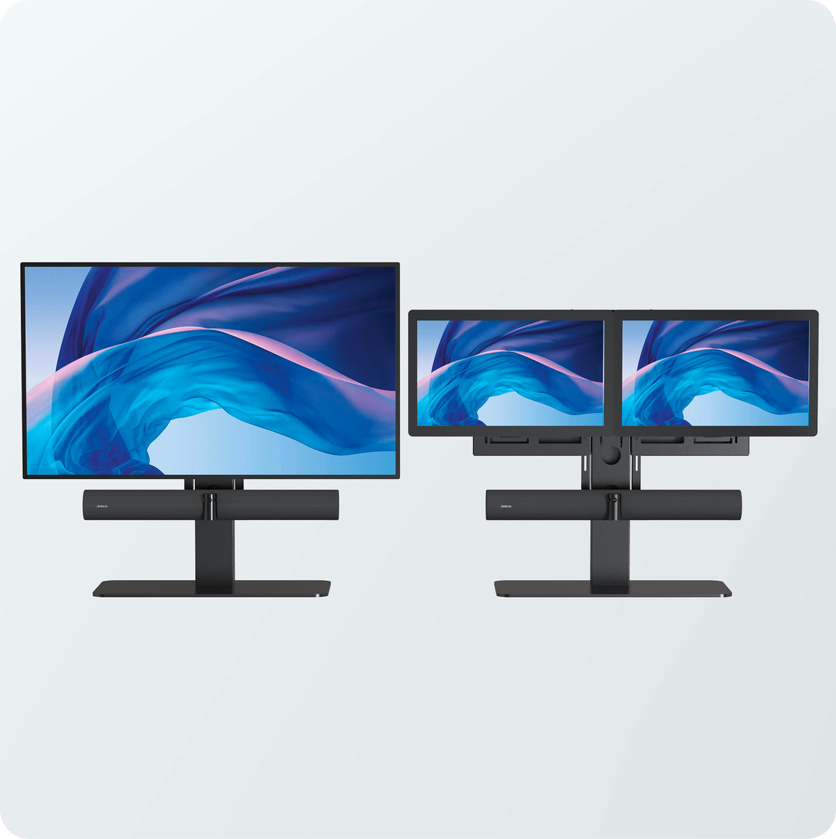Desktop Display Mount with Speaker, Camera, and Equipment Attachment Points