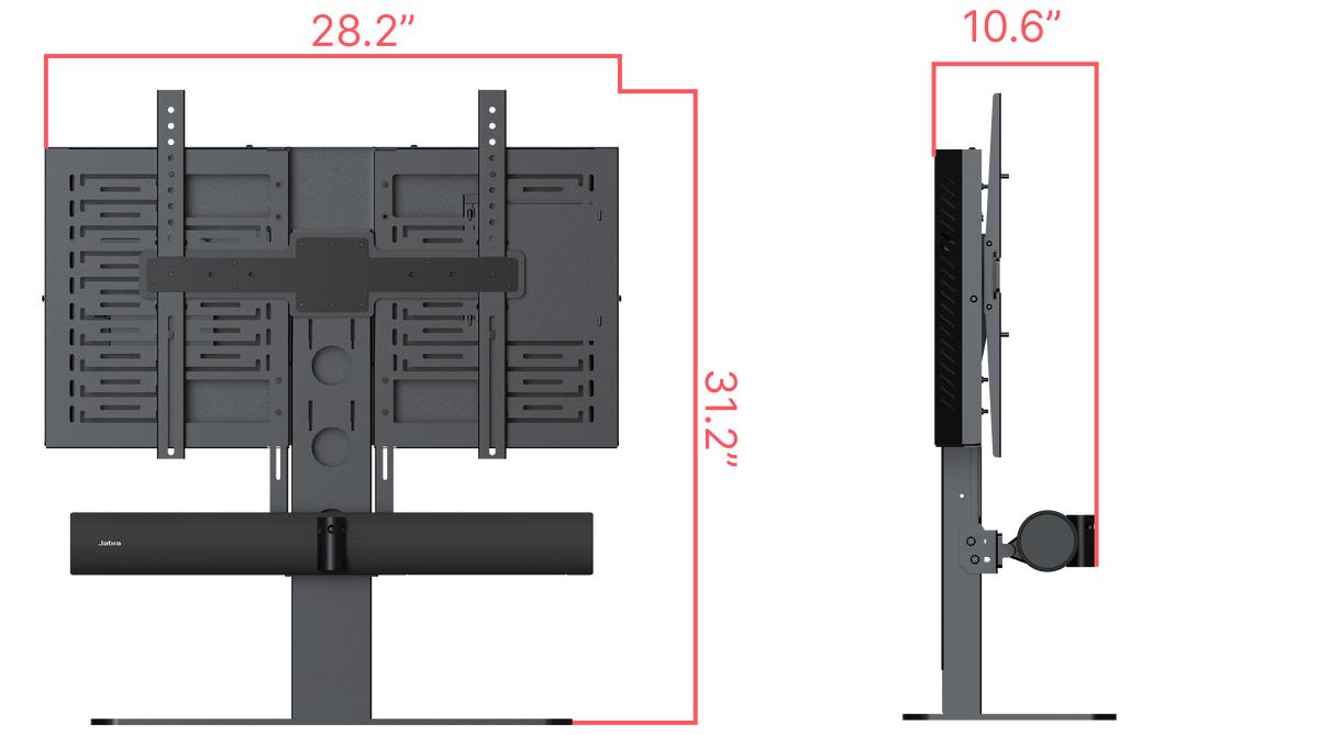 Desktop Display Mount with Speaker, Camera, and Equipment Attachment Points
