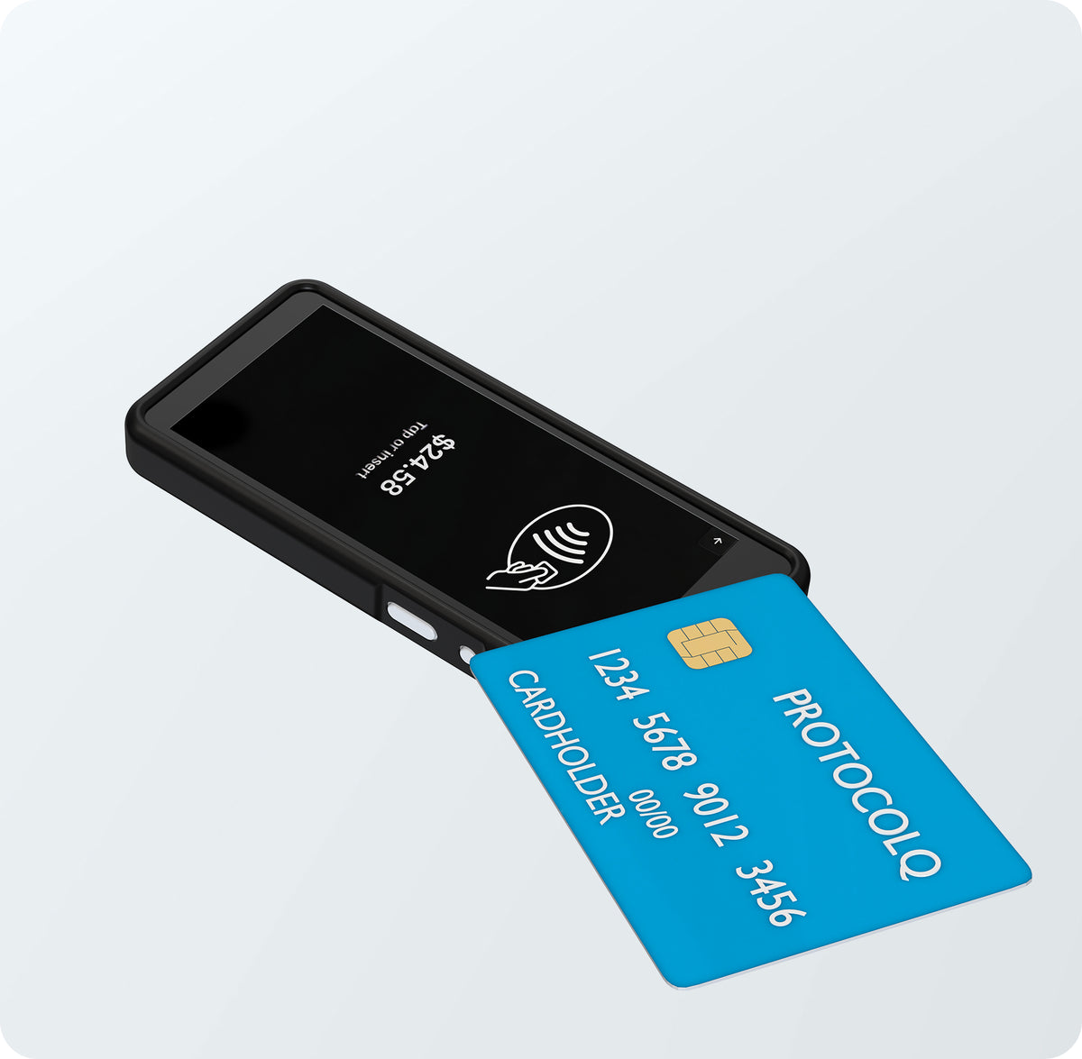 Protective Case with Adjustable Hand Strap for Square Handheld POS Device