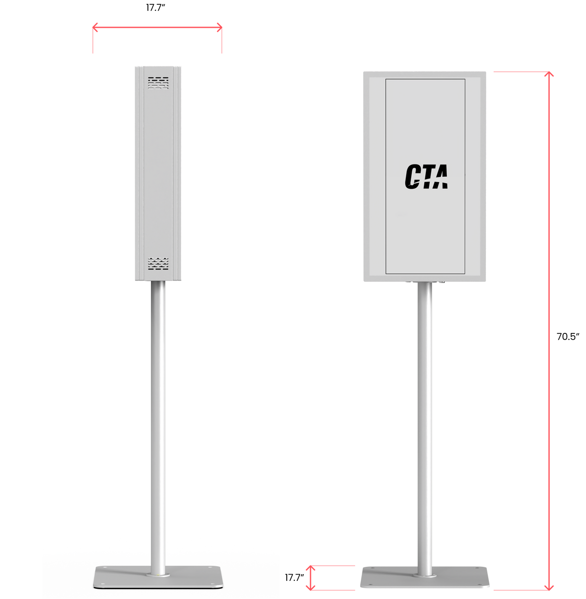 Dual-Sided Floor Stand for E-Paper Displays with Internal Compartment for External Batteries