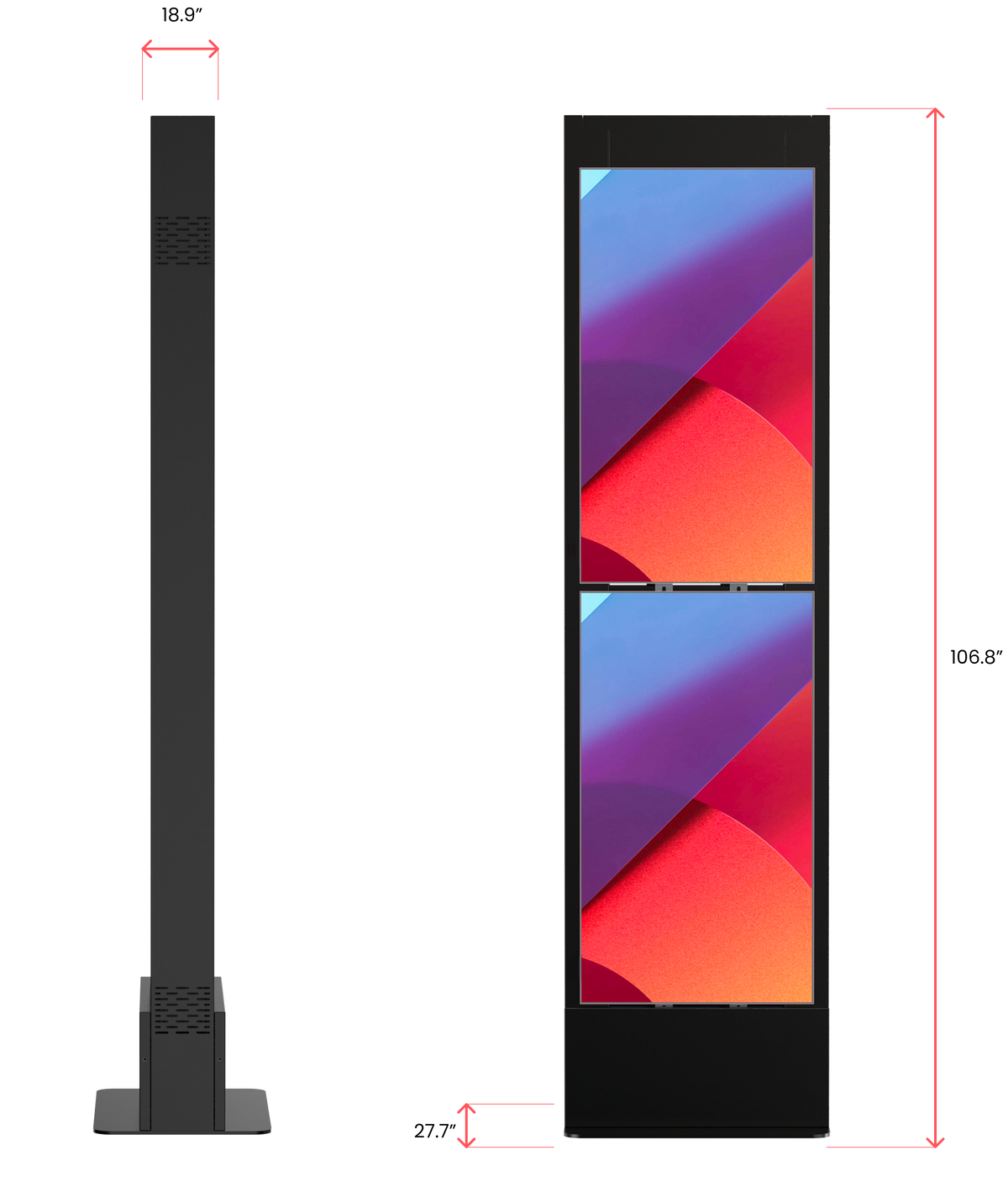 Free-standing Modular Mount Four Display Kiosk
