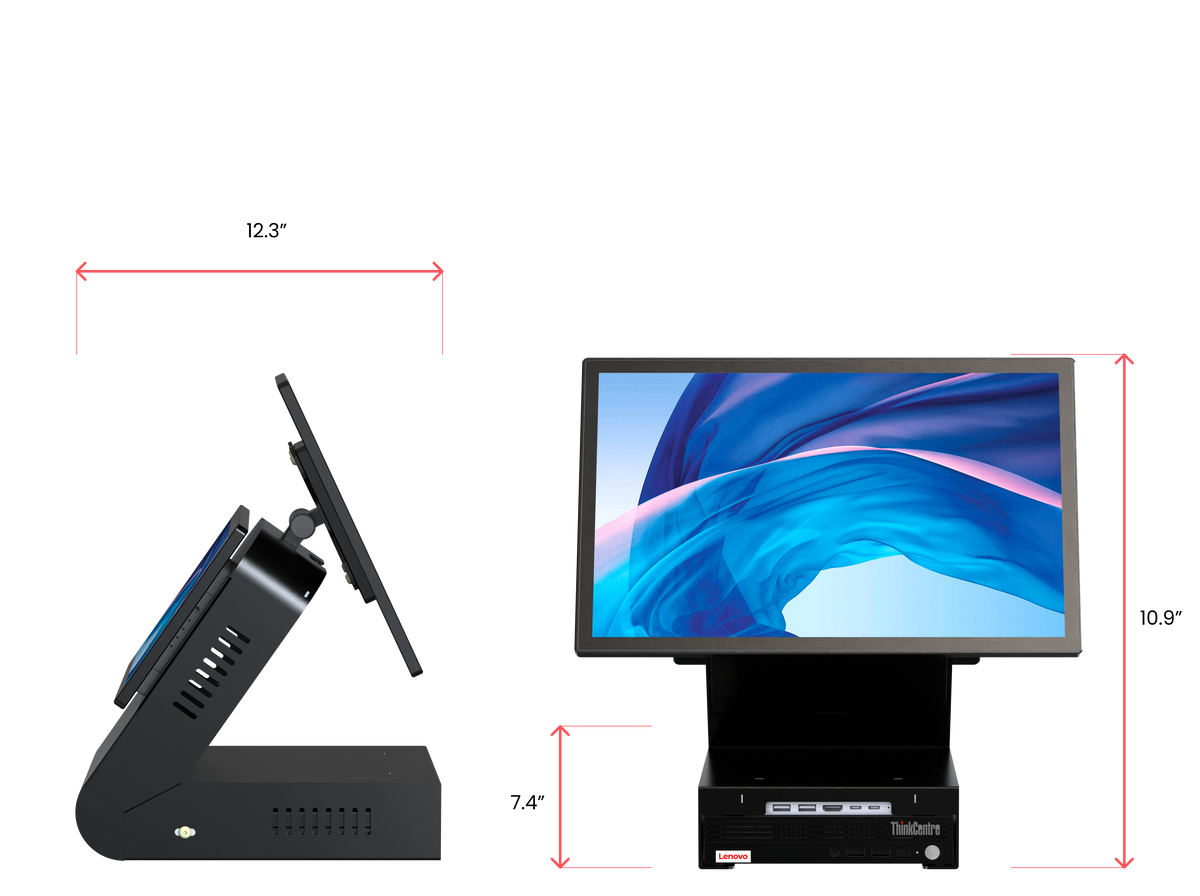 Dual Display POS Desktop Wedge Stand for Mini PC