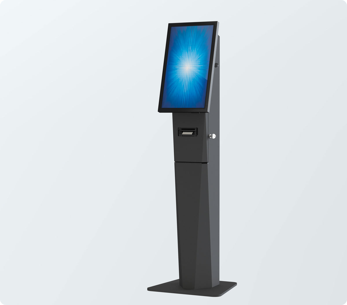 Pro Self-Service Kiosk Floor Stand with Printer Bay and Device Storage