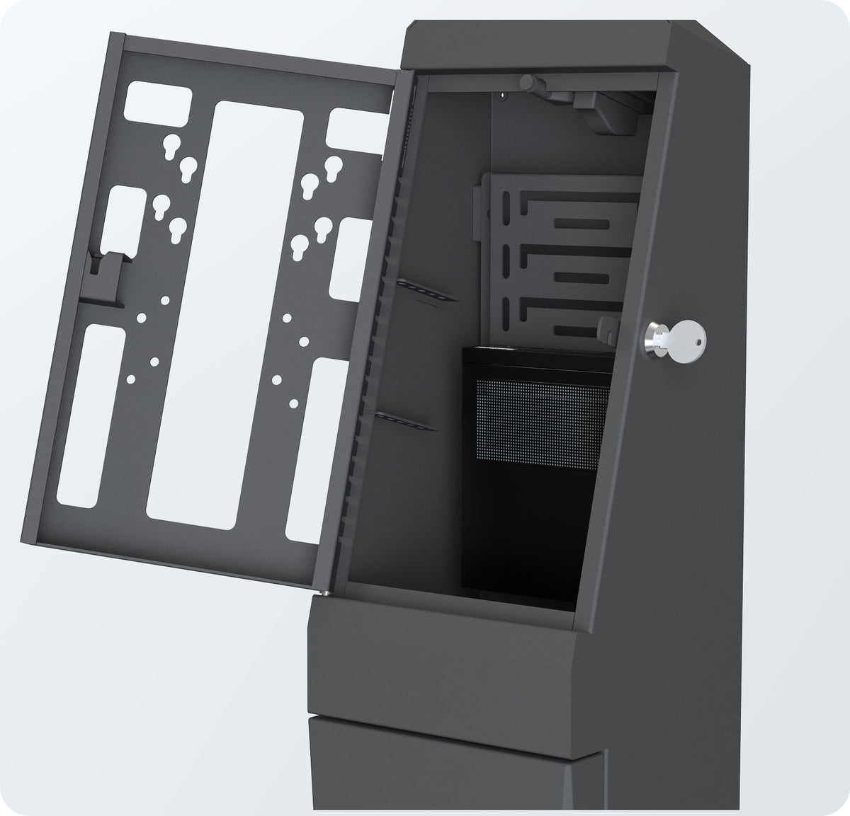 Pro Self-Service Kiosk Floor Stand with Printer Bay and Device Storage
