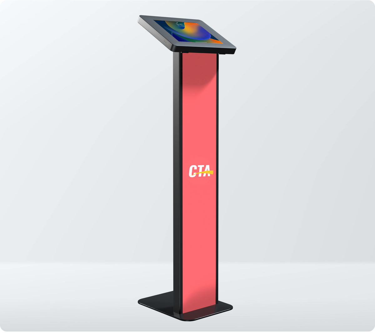 Customizable Premium Locking Floor Stand Kiosk w/ Graphic Card Slot for Branding