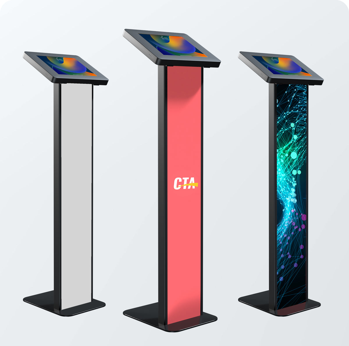 Customizable Premium Locking Floor Stand Kiosk w/ Graphic Card Slot for Branding