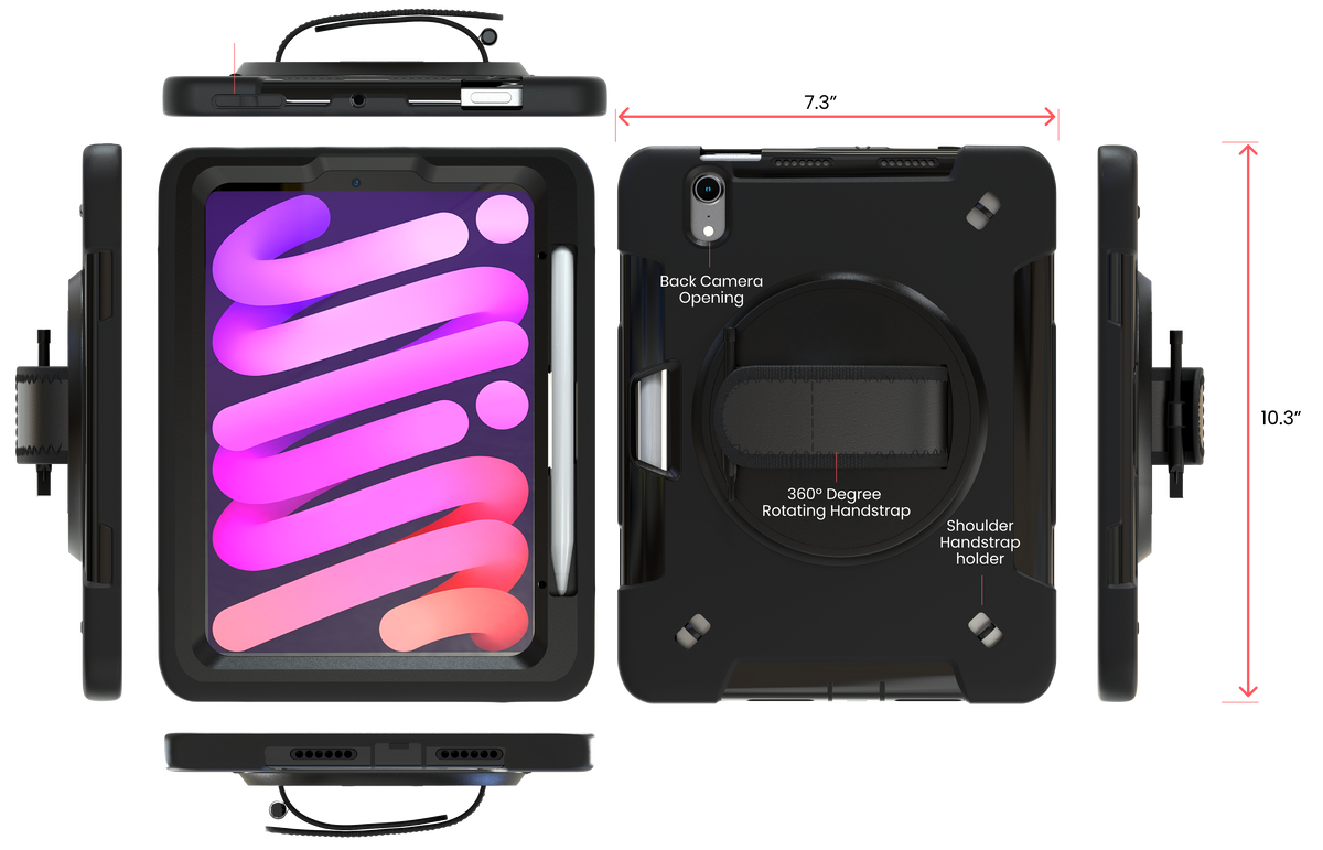 Protective Case with Hand Strap Grip <br> and Pen Slot for iPad Mini 6