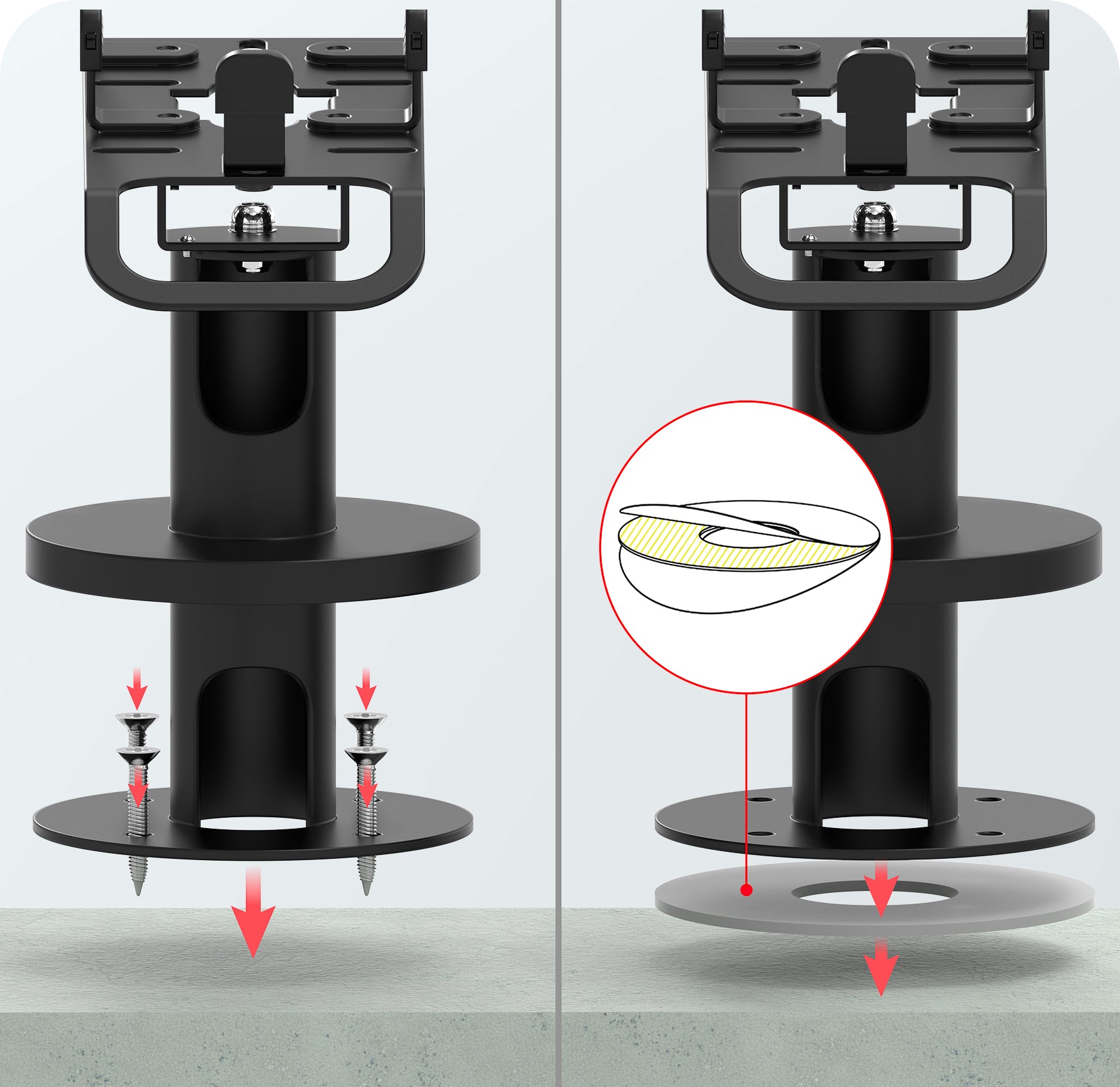 Mounted to Surface with Screws or Double Sided Adhesive