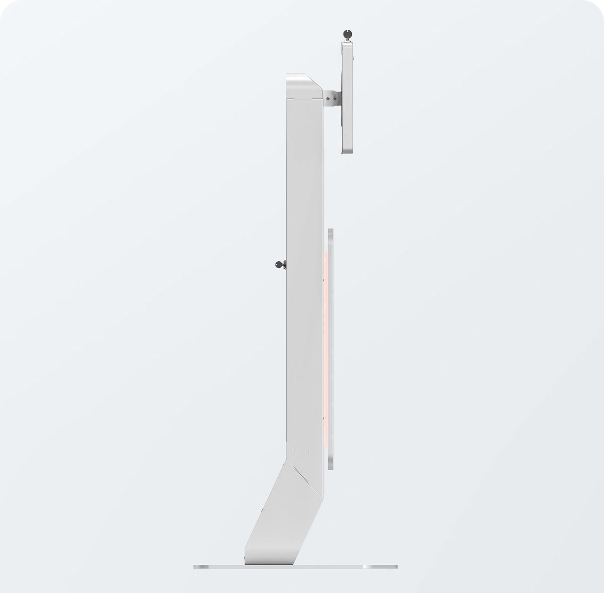 Integrated LED Floor Stand with Premium Locking Enclosure (White) for Medium Tablets
