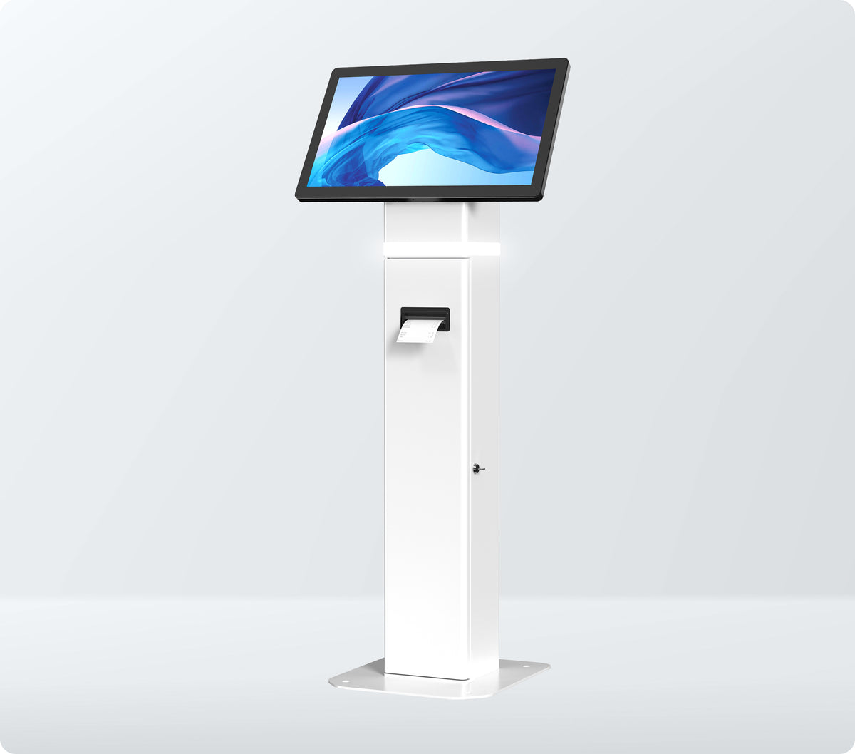 35" Interactive Kiosk Floor Stand with LED Light and Printer Compartment