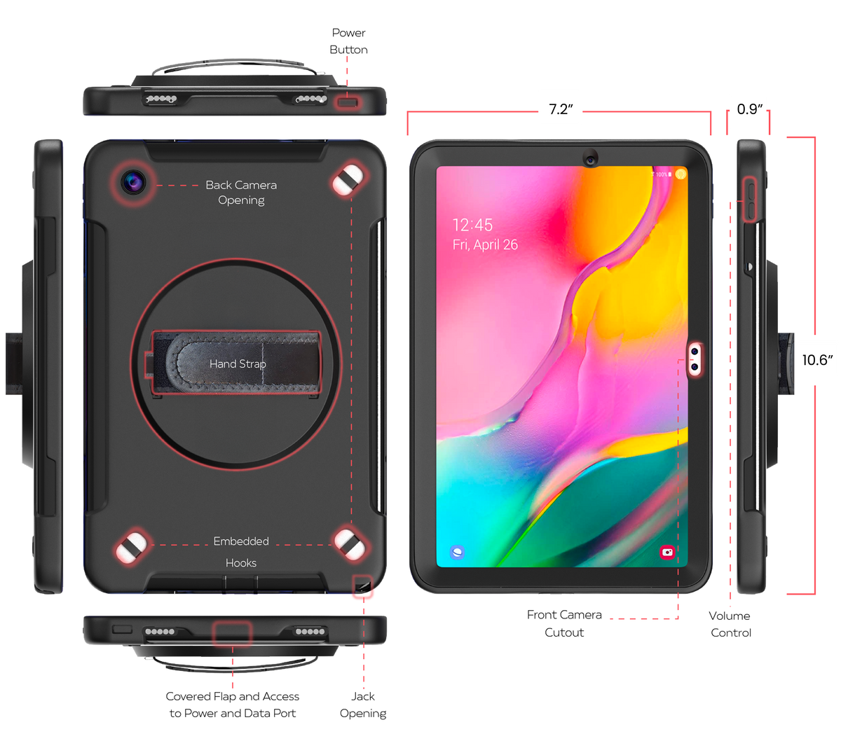 Protective Case with Built-in 360° Rotatable Grip for Samsung A9+ Tablet