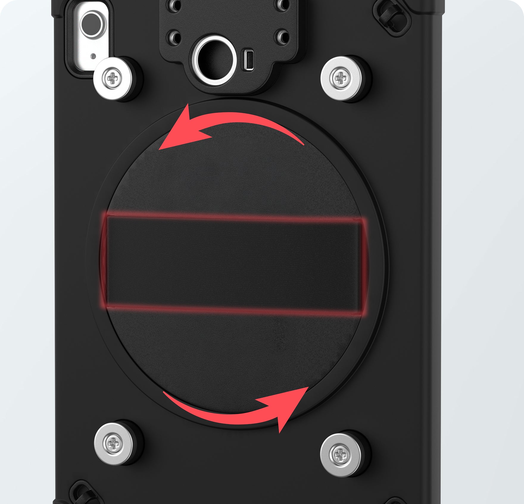 Built-In Rotating Flexible Hand Strap