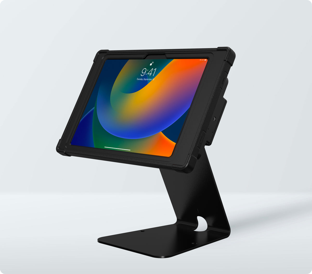 Quick Release Table Kiosk with Inductive Charging Case