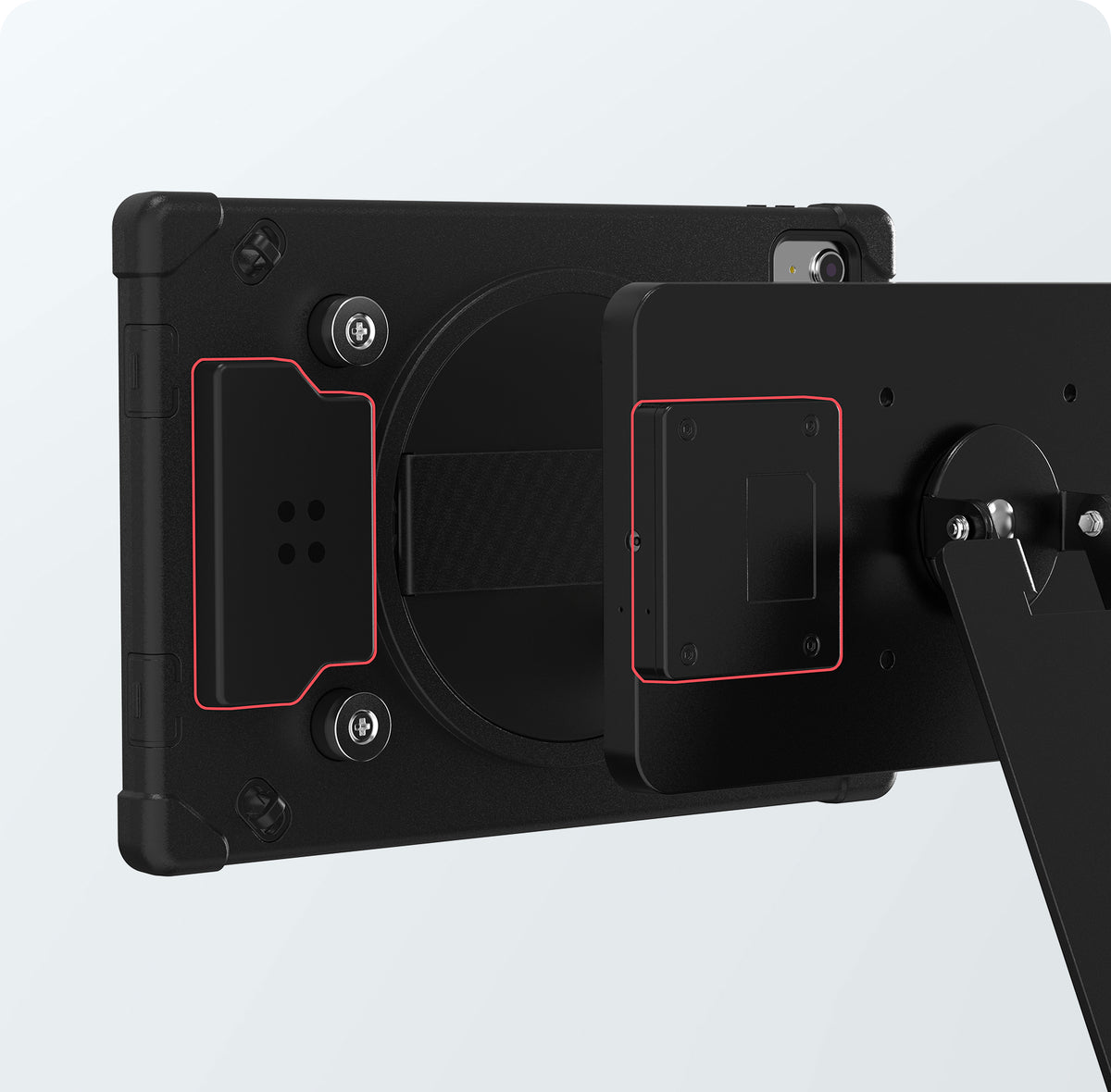 Quick Release Table Kiosk with Inductive Charging Case