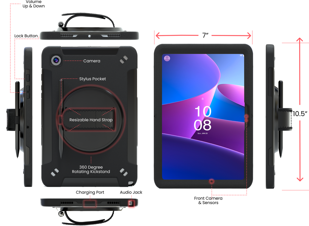 Protective Case with Hand Strap Grip & Pen Slot for Samsung Galaxy Tab A8 10.5" Tablet