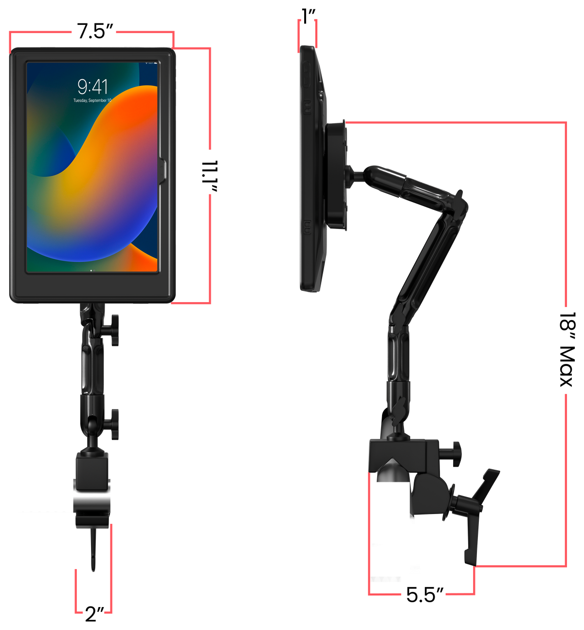VersaGuard Twist Lock Protective Case and Dock with Flex Desk Clamp Mount <br> for iPad 10/A16