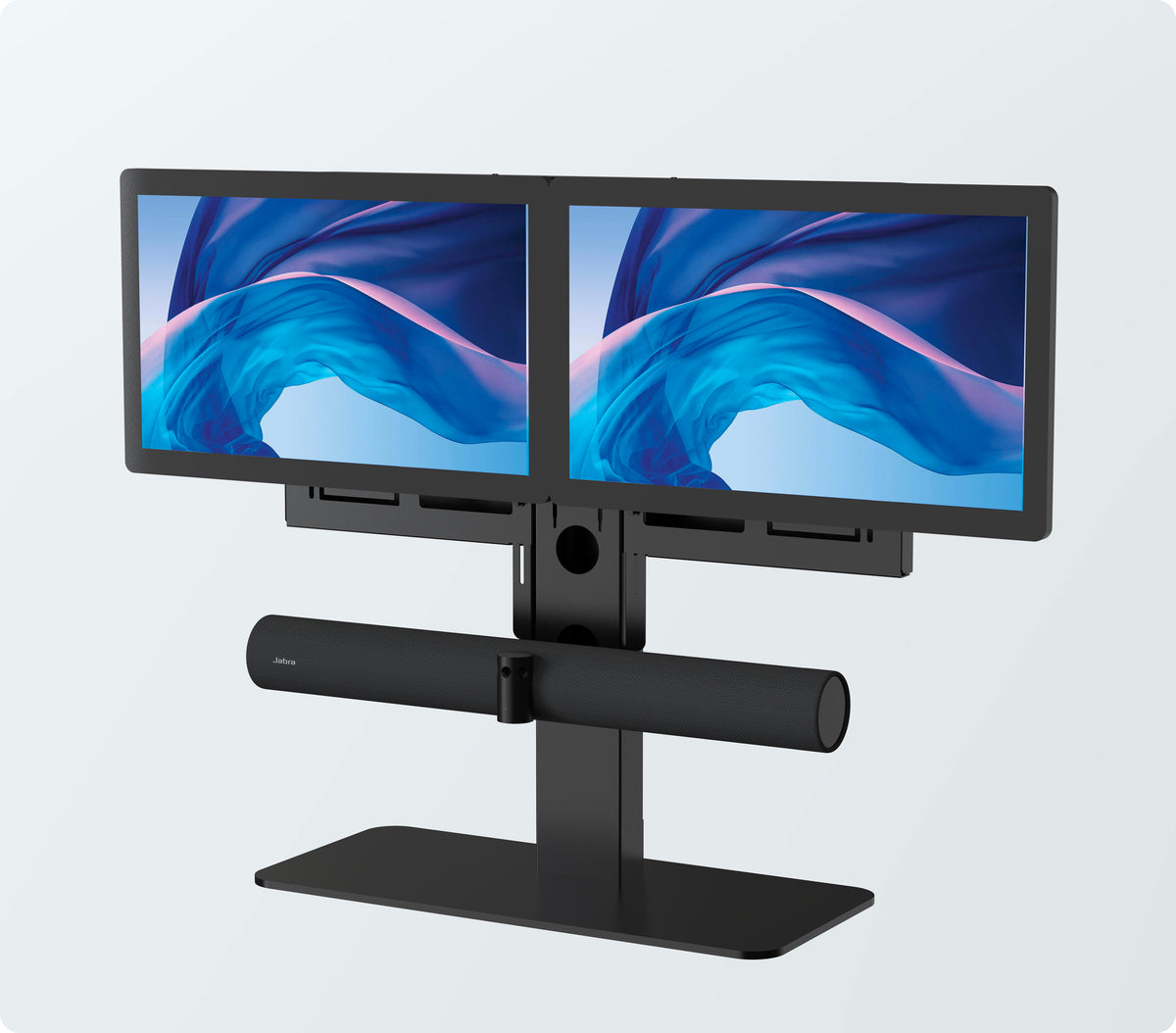 Desktop Display Mount with Speaker, Camera, and Equipment Attachment Points