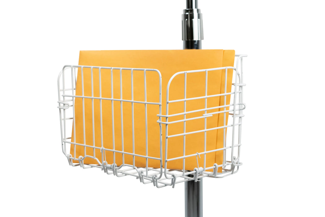 Heavy-Duty Gooseneck Floor Stand with VESA Plate and Storage Basket CTA DIGITAL