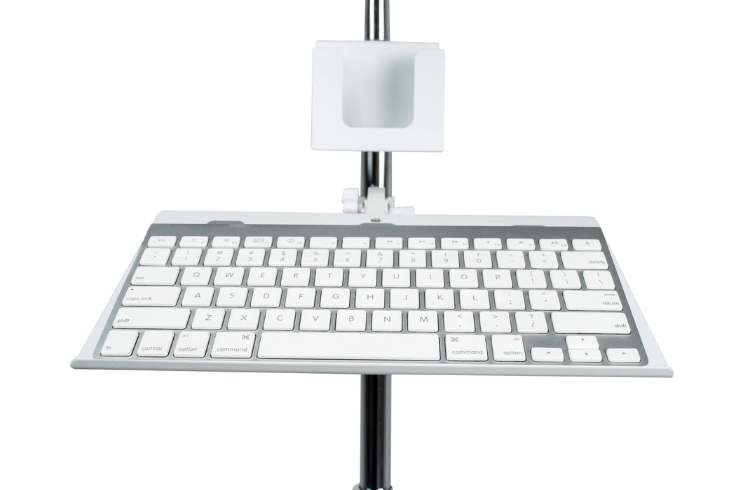 Heavy-Duty Gooseneck Floor Stand with VESA Plate and Storage Basket CTA DIGITAL