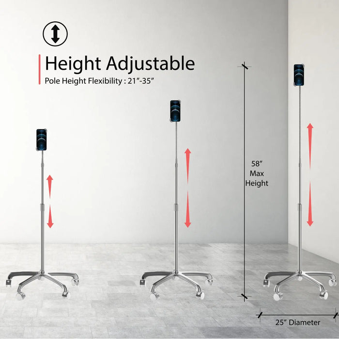 Heavy-Duty Rolling Floor Stand with Gooseneck and Phone Holder CTA DIGITAL